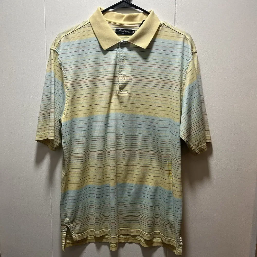 Alan Flusser Golf Polo Shirt Mens Size Medium Double Mercerized 100% Cotton